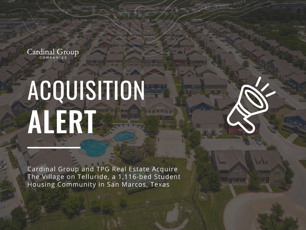 VoT Thumb 1024x768 - Cardinal Group Companies and TPG Real Estate Acquire The Village on Telluride, a 1,116-bed Student Housing Community in San Marcos, Texas