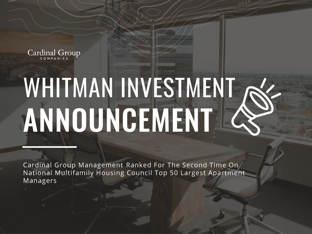 Whitman Announcement Thumbnail 1024x768 - With a focus on Ground-Up Development and Business Acquisitions, Cardinal Group receives investment from Whitman Peterson